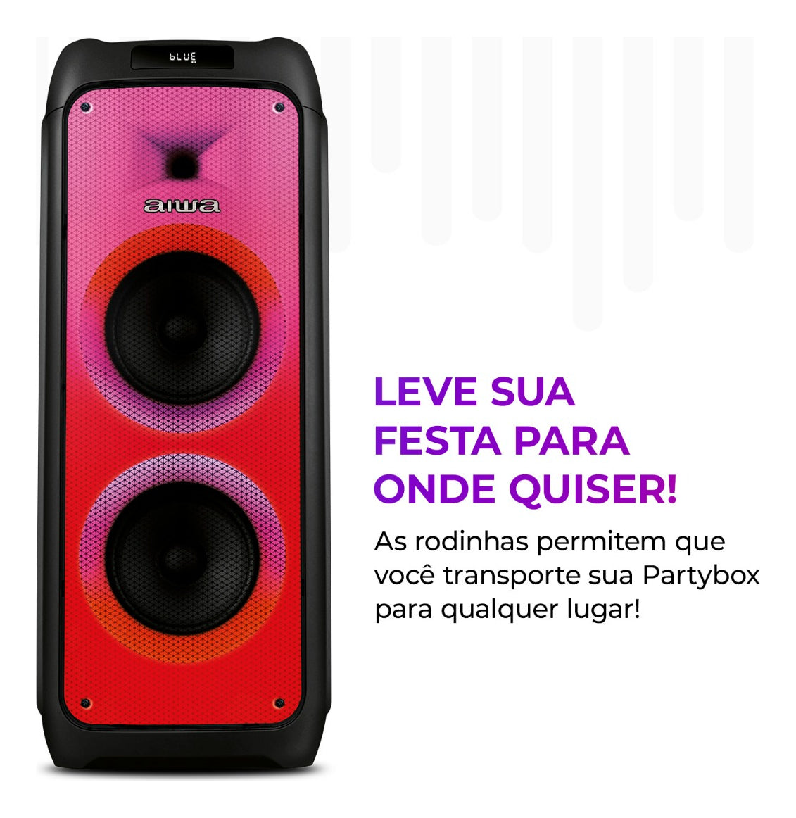 Caixa de Som PartyBox AIWA PB-06 Bluetooth 20H RGB USB TWS Preto