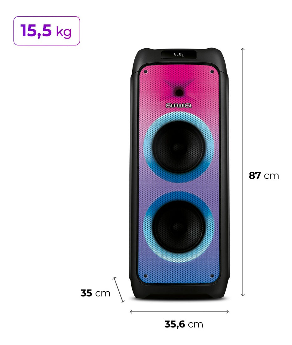 Caixa de Som PartyBox AIWA PB-06 Bluetooth 20H RGB USB TWS Preto