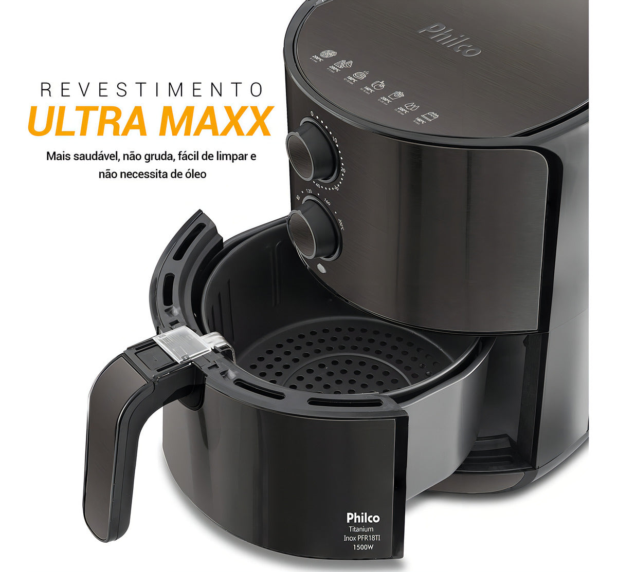 Fritadeira Philco Air Fryer Titanium Inox 4.6L PFR18TI 127V