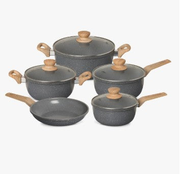 Conjunto De Panelas 5 Peças Marble Edition - Dark Grey