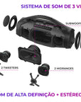 Caixa Boombox Plus AIWA BBS-01-LBL 200W BT 30H IP66 USB RGB