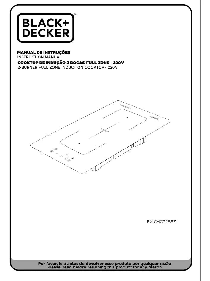 Cooktop De Inducao 2 Zonas Power Booster 3500w Black&Decker - 220v
