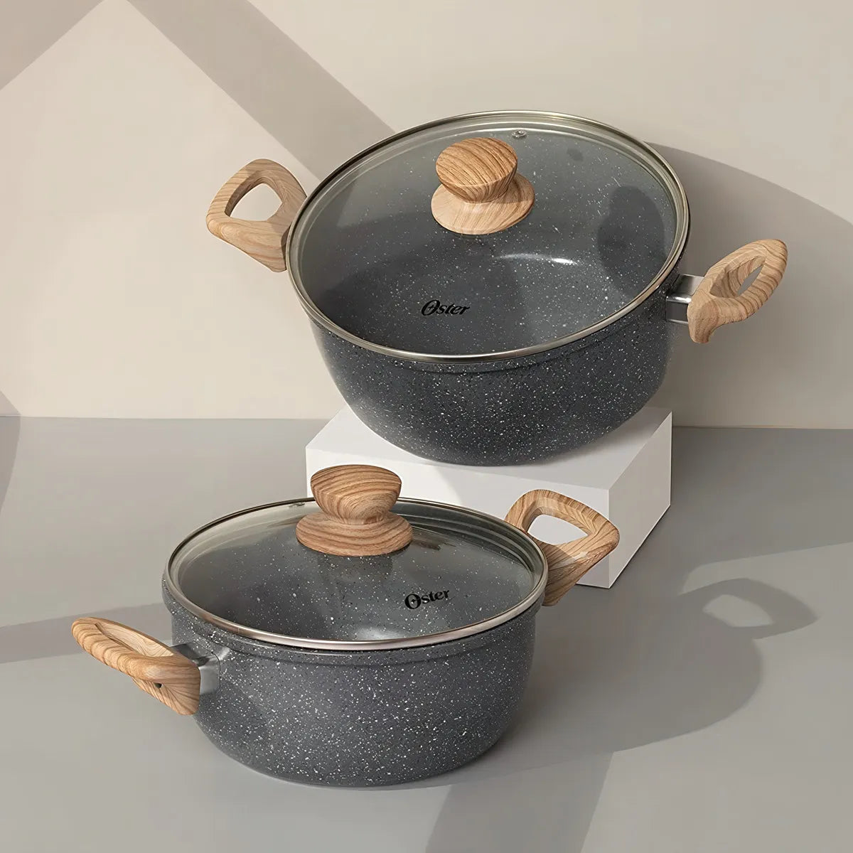 Conjunto De Panelas 5 Peças Marble Edition - Dark Grey