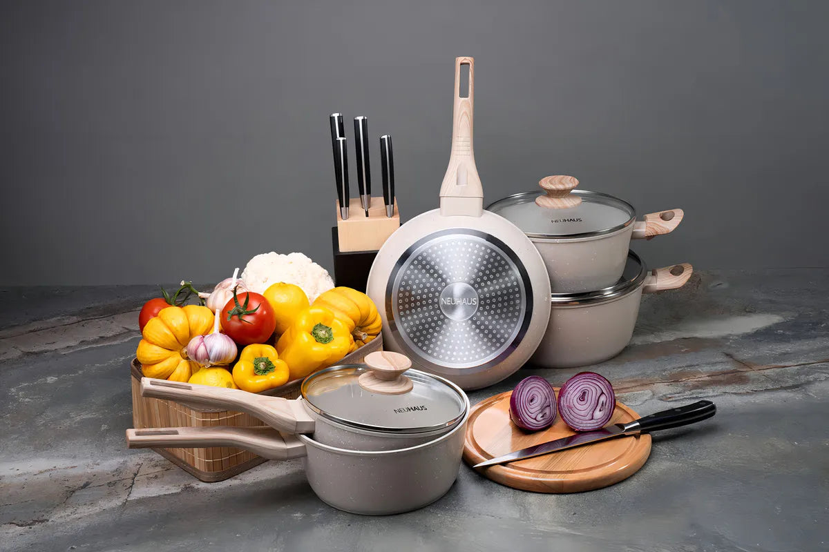 Jogo De Panelas 5 Peças + Balança Digital Marble - Vanilla