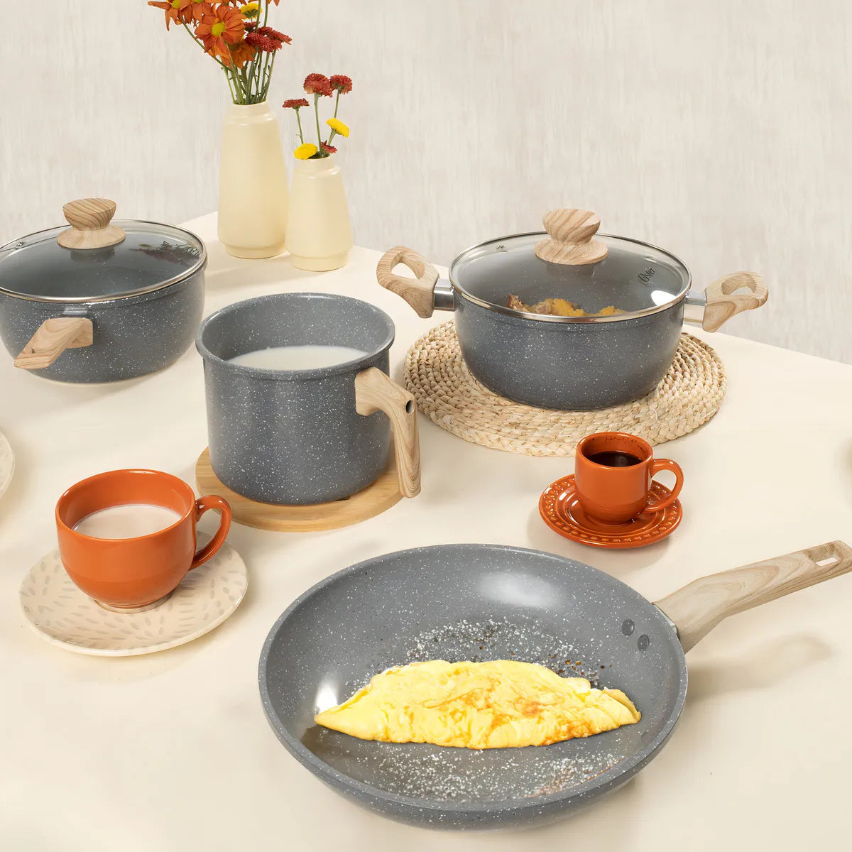 Jogo De Panela 4 Peças Indução Antiaderente Dark Grey Oster