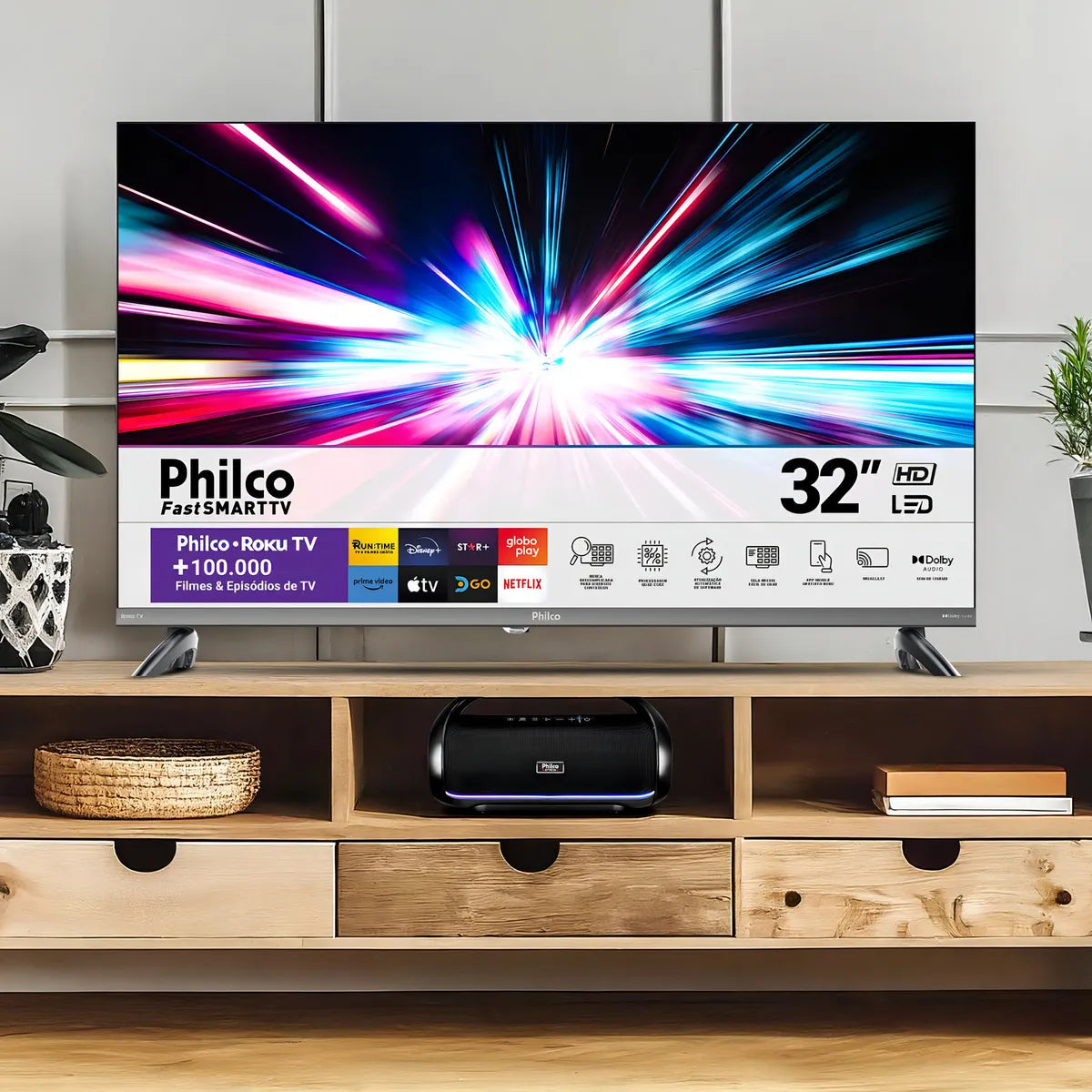 Smart Tv 32 Philco Led Roku Tv Hd Dolby Audio Bivolt P32CRA