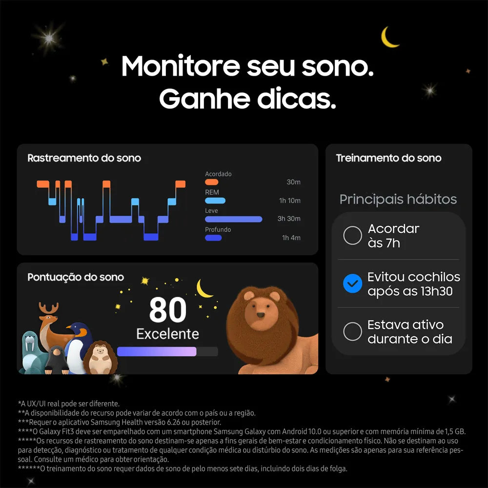 Samsung Smartwatch Galaxy Fit3 Prata, Pulseira Branca