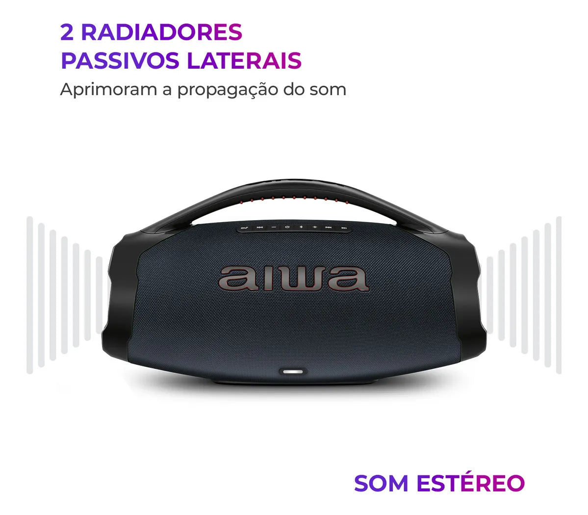Caixa Boombox Plus AIWA BBS-01-LBL 200W BT 30H IP66 USB RGB