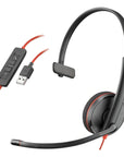 Headset com fio Blackwire 3210 USB-C + Adaptador USB-C/A