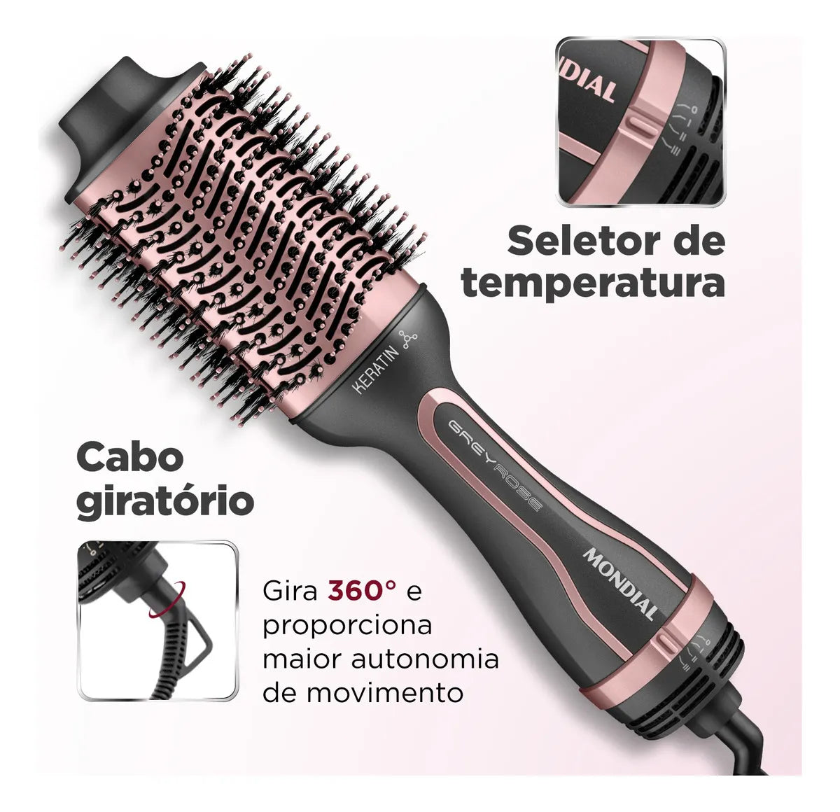 Escova Secadora Keratin Mondial ES-11-BI 1200W - Bivolt