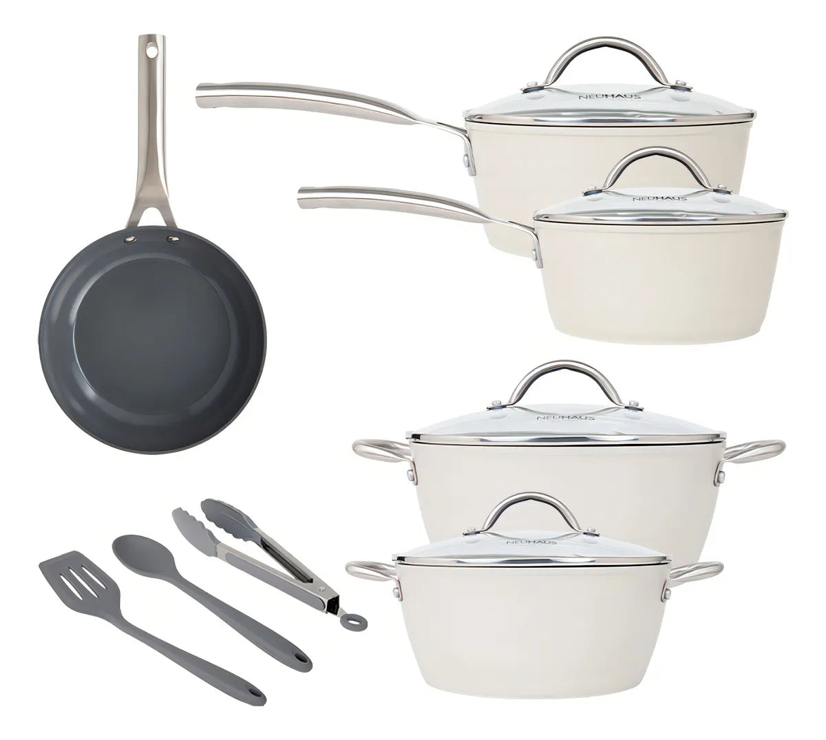 Jogo De Panelas 8 Peças Ceramic Prime Off White - Neuhaus