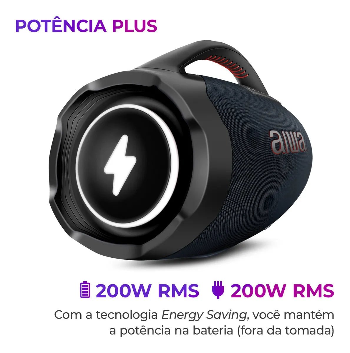 Caixa Boombox Plus AIWA BBS-01-LBL 200W BT 30H IP66 USB RGB