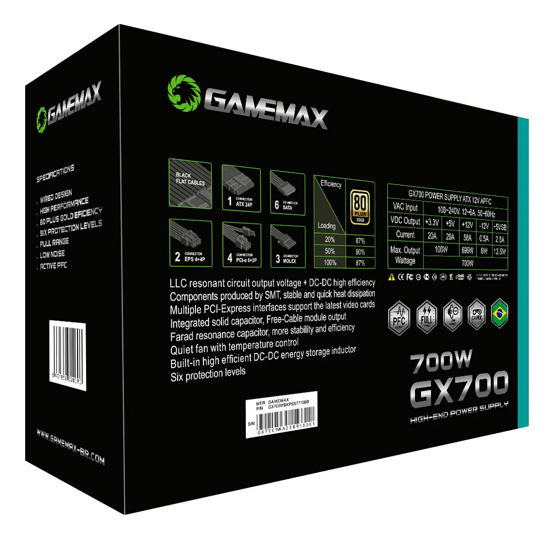 Fonte gamemax GX700 BK