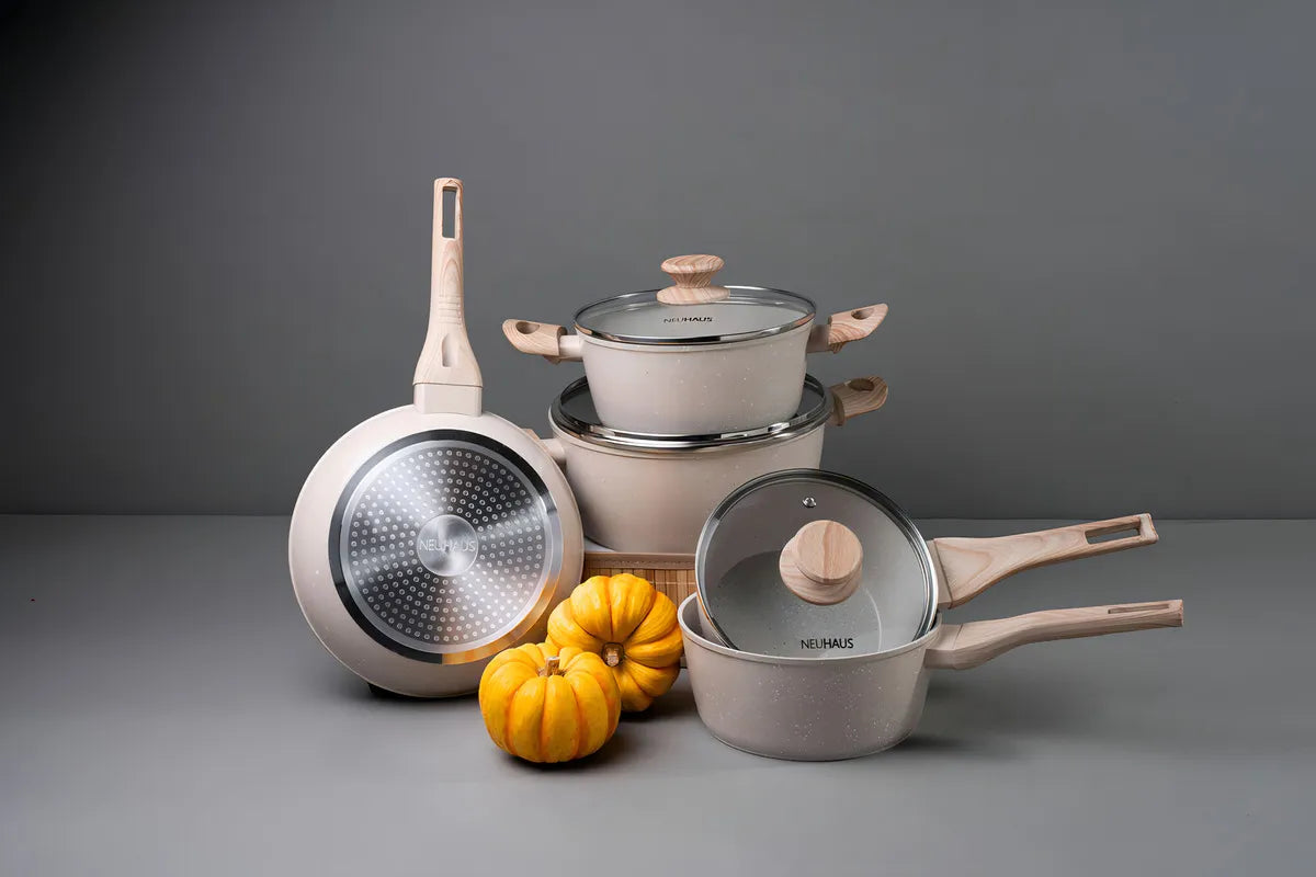 Jogo De Panelas 5 Peças + Balança Digital Marble - Vanilla