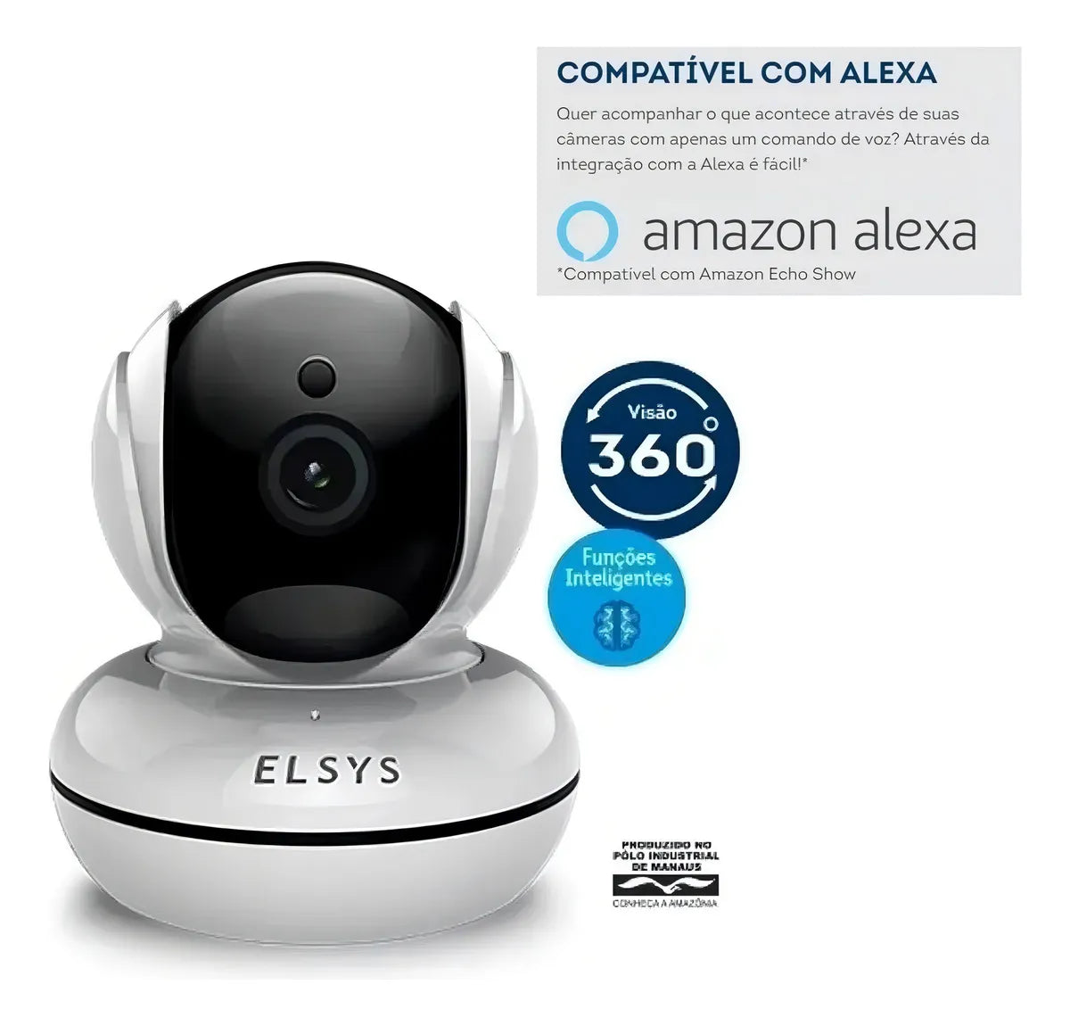 Câmera Inteligente Wifi Giratória Full HD MYRA 360 ESC-WR5F
