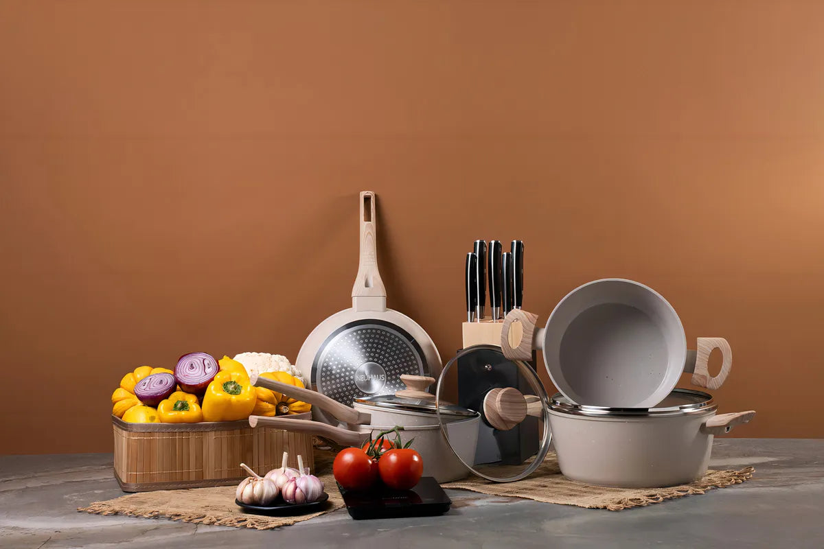 Jogo De Panelas 5 Peças + Balança Digital Marble - Vanilla