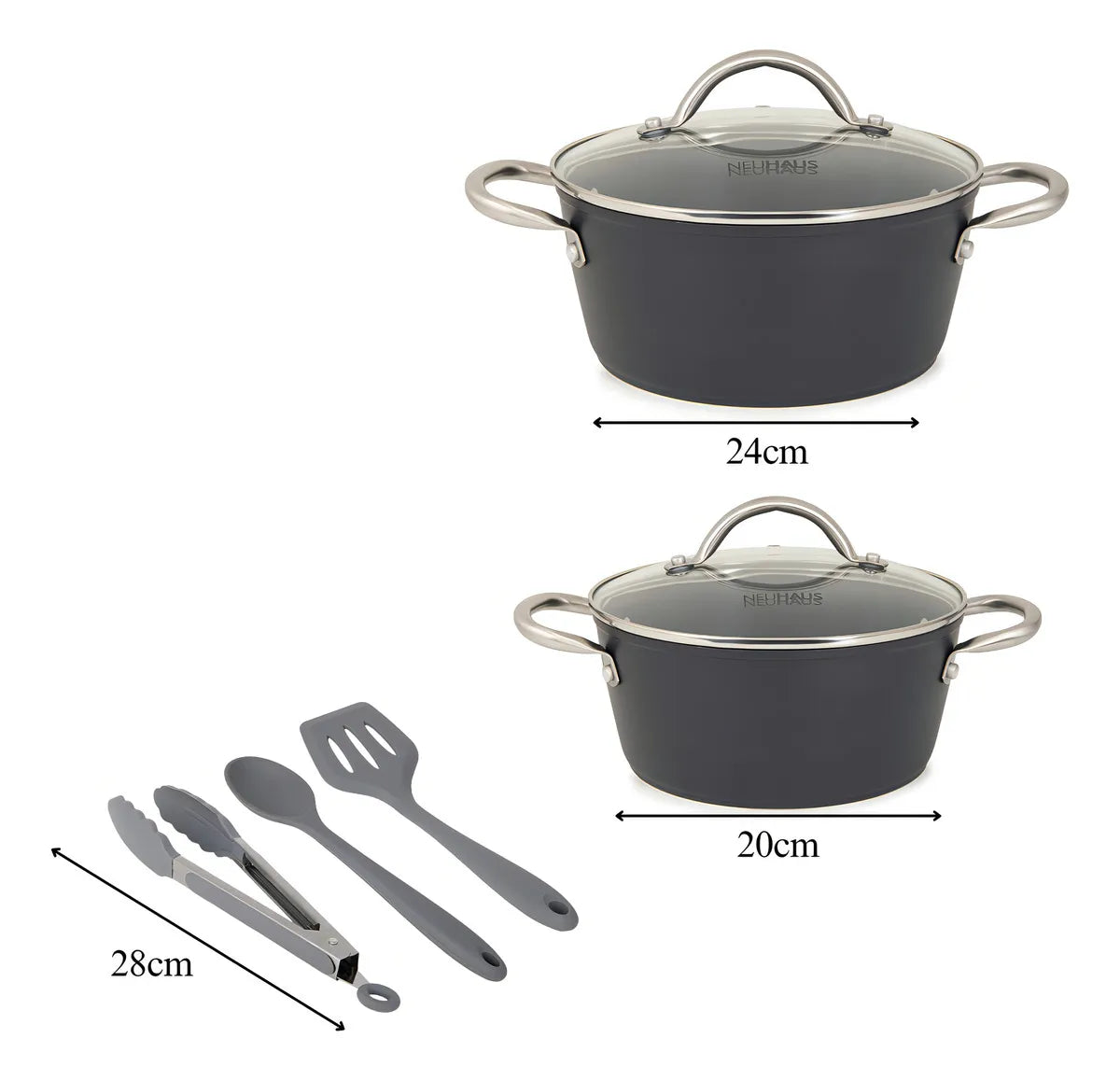 Jogo De Panelas 8 Peças Ceramic Prime Black - Neuhaus