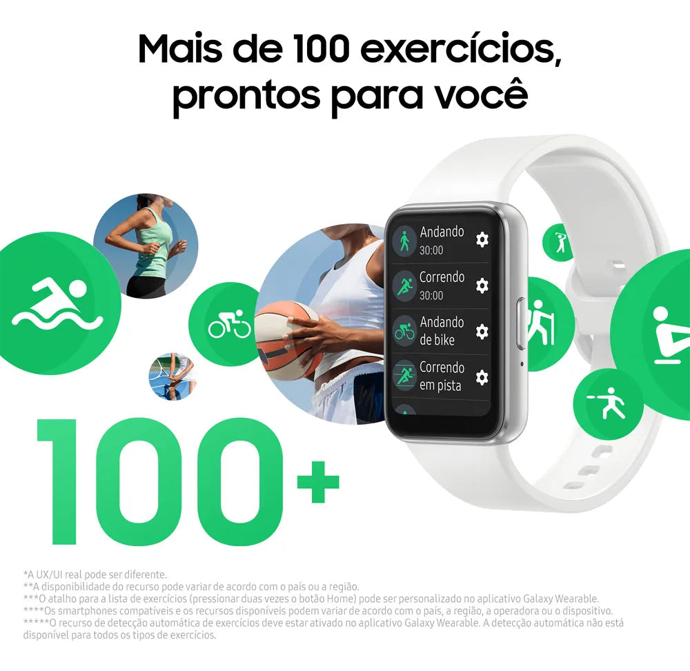 Samsung Smartwatch Galaxy Fit3 Prata, Pulseira Branca