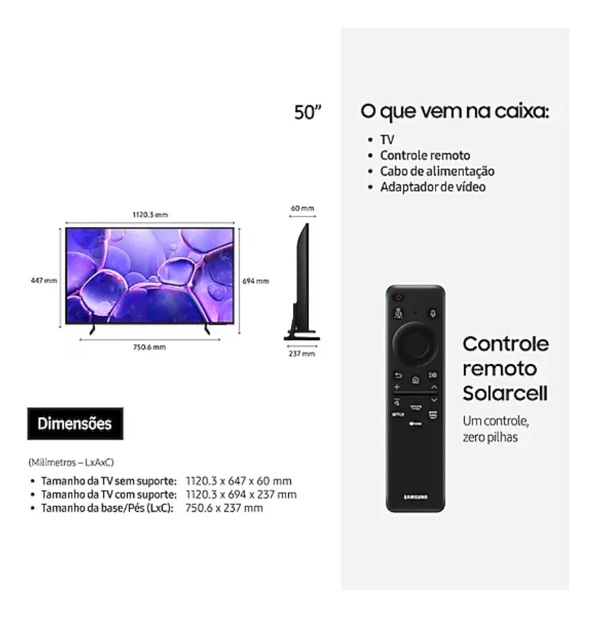Smart TV 50" Samsung Crystal Uhd 4k U8600
