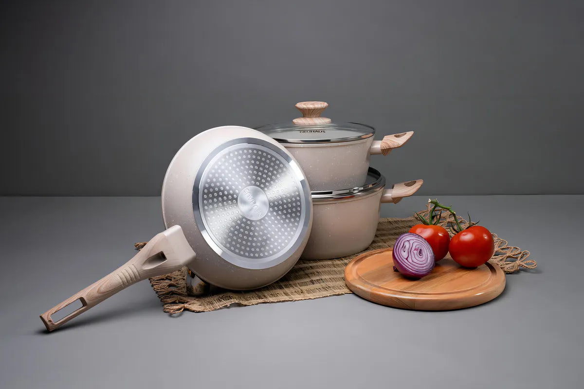 Jogo De Panelas 5 Peças + Balança Digital Marble - Vanilla