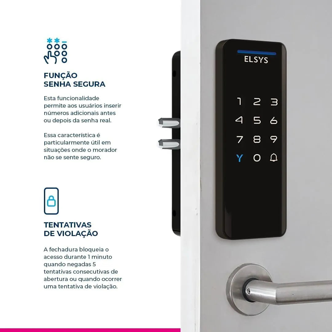 Fechadura Digital de Sobrepor ELSYS, Com Senha, Preto