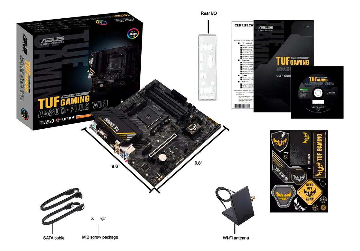 Placa-mãe Asus Tuf A520m-plus Wi-fi Amd Am4 Ryzen Preto