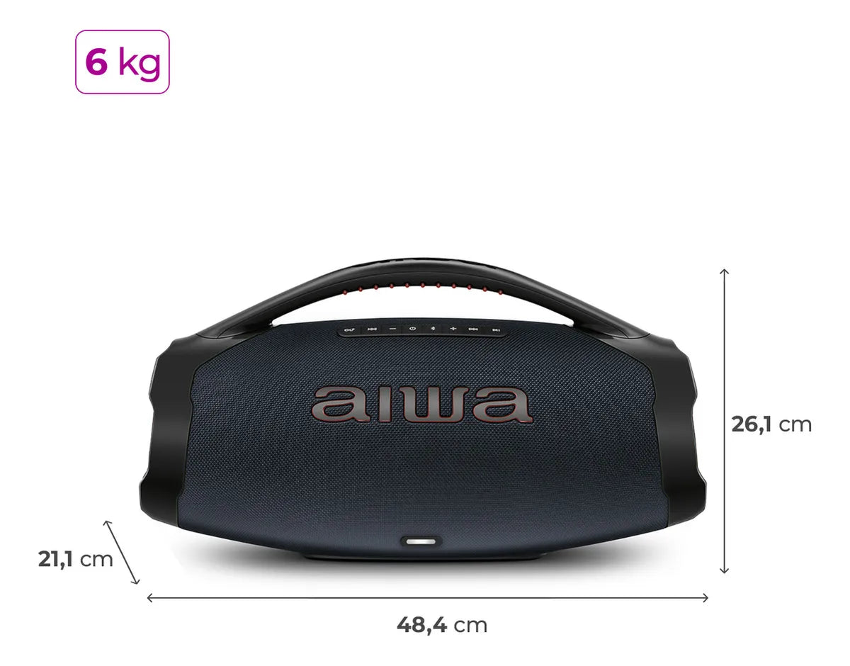 Caixa Boombox Plus AIWA BBS-01-LBL 200W BT 30H IP66 USB RGB