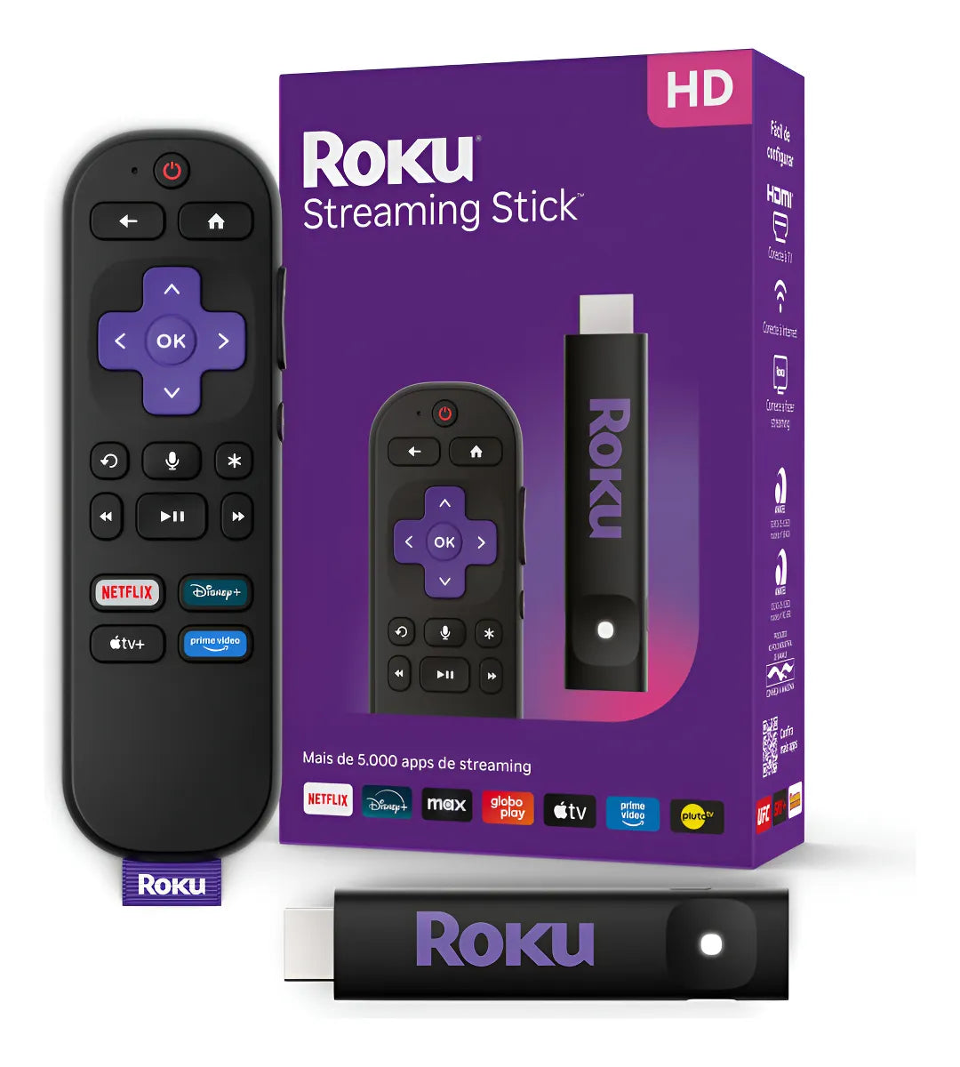 Roku Streaming Stick 2025, Dispositivo para TV HD/FHD