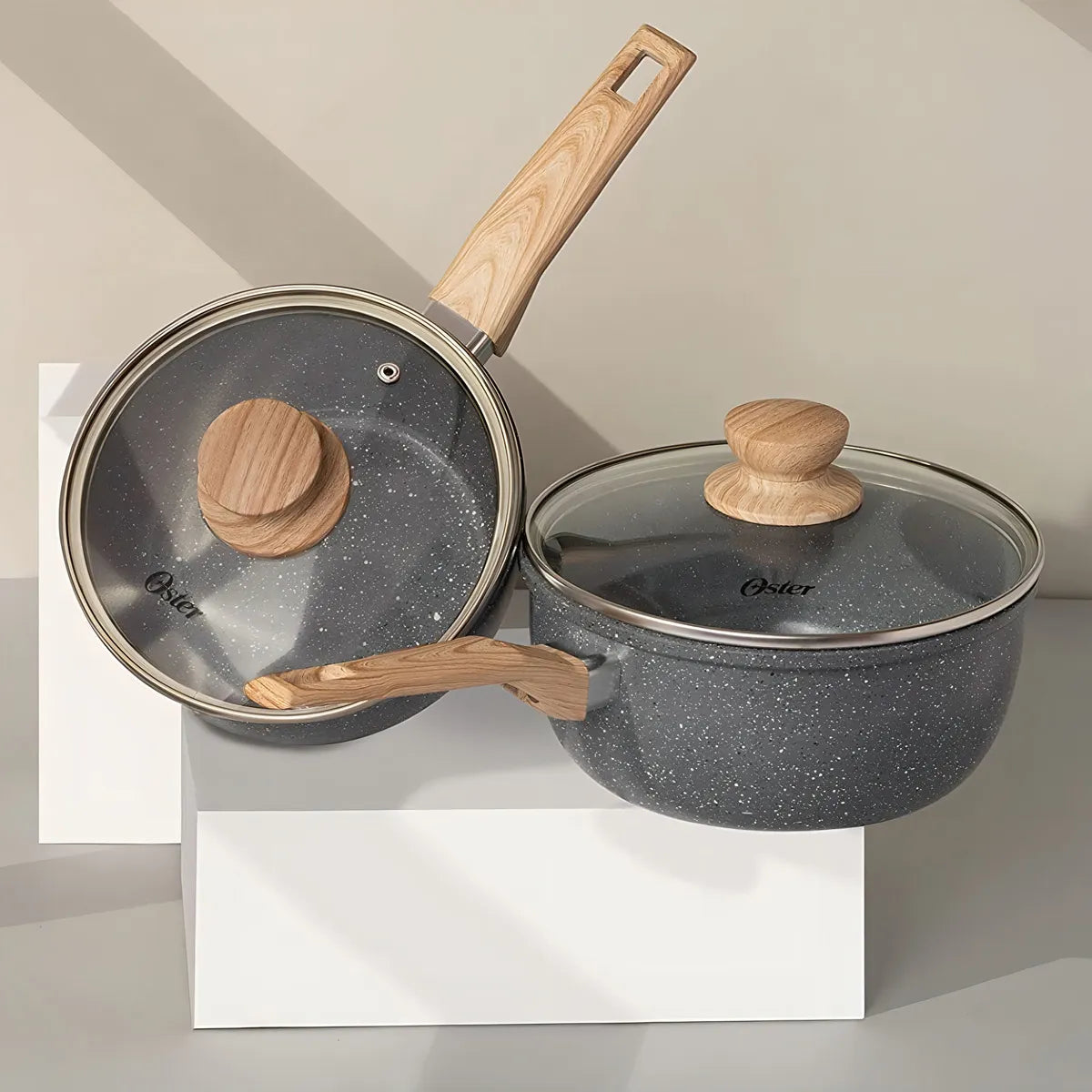 Conjunto De Panelas 5 Peças Marble Edition - Dark Grey