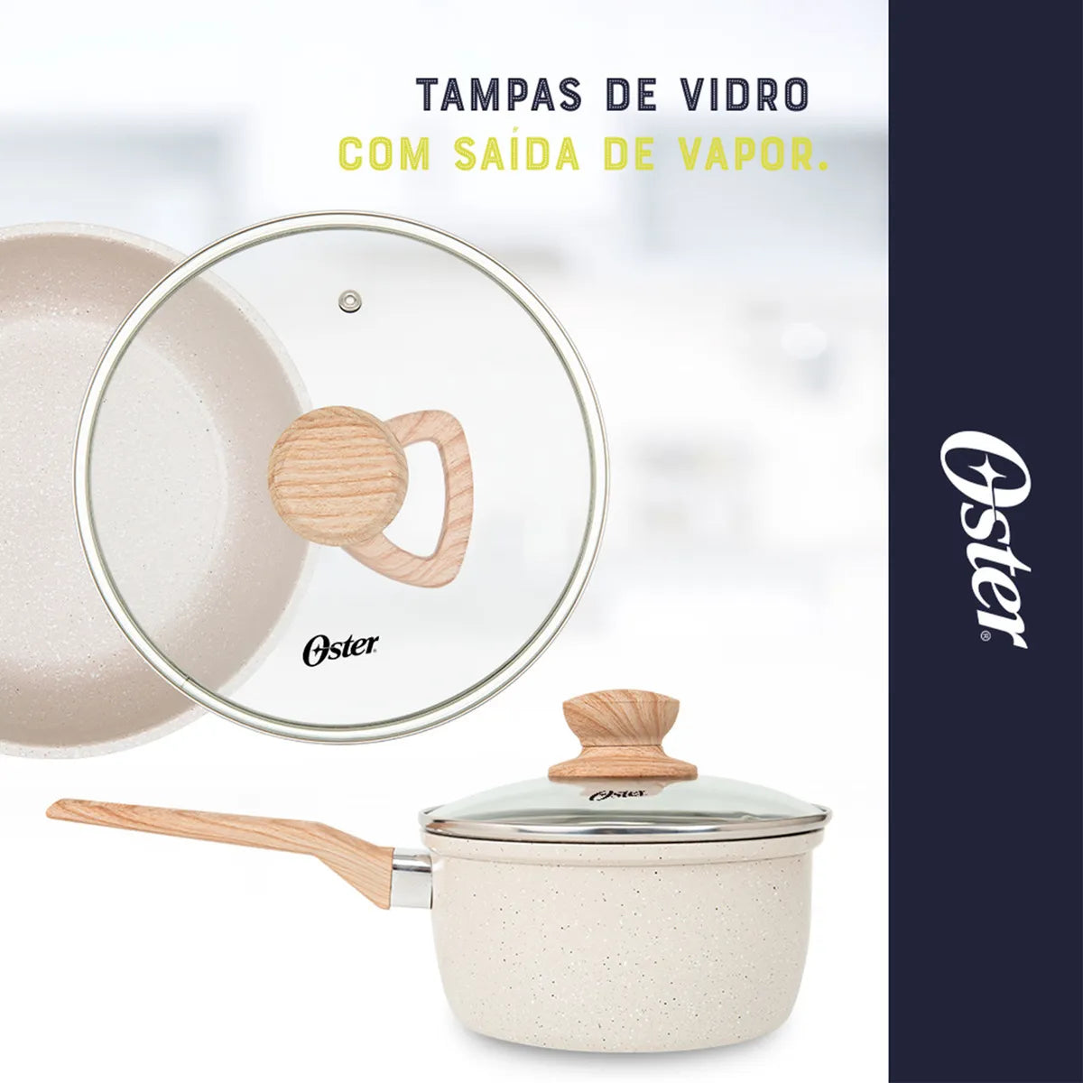 Conjunto De Panelas E Leiteira 5 Peças Marble Edition Cream