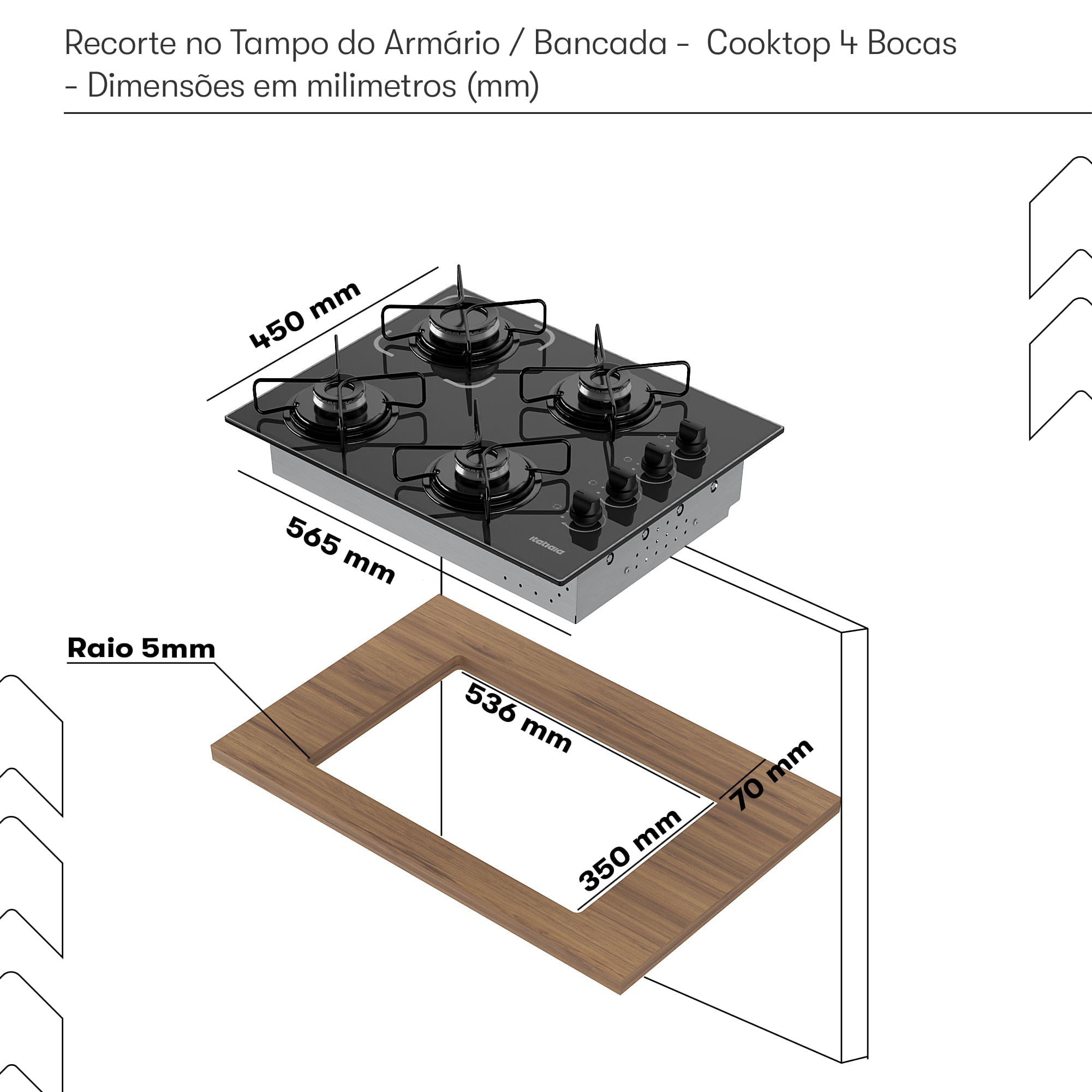 Cooktop Itatiaia Essencial 4 Bocas - Preto