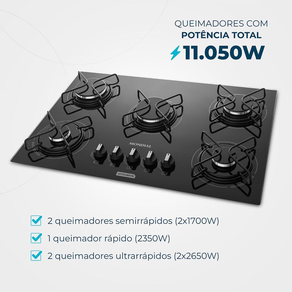 COOKTOP 5 BCS GAS MONDIAL PRETO CTG 02