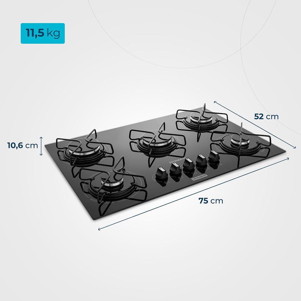 COOKTOP 5 BCS GAS MONDIAL PRETO CTG 02