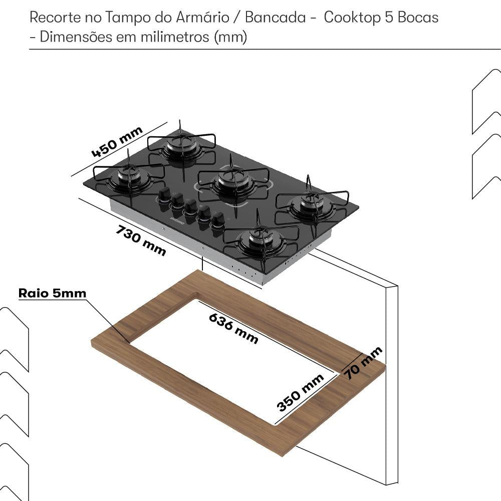 COOKTOP ITATIAIA ESS 5Q 127/220V PTO