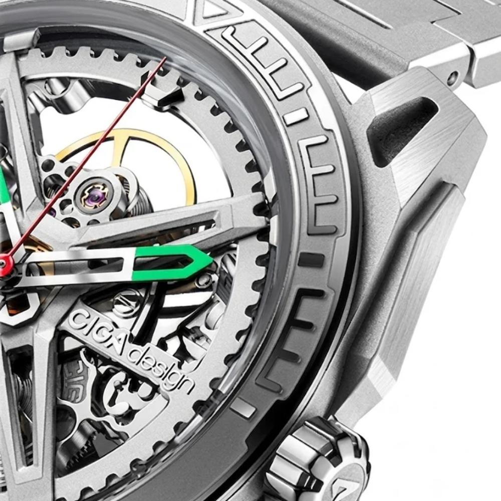Relógio Masculino CIGA design Skeleton EDGE Falcon Silver Z039 SS01 1S