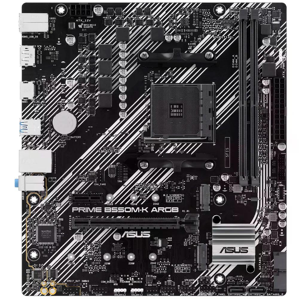 Placa Mãe Asus Prime B550M–K ARG AM4 2xDDR4 Chipset AMD B550 mATX