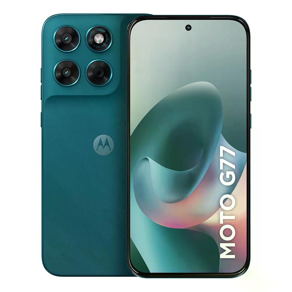 Smartphone Moto G77 5G 256GB 8GB + 16GB RAM Boost Verde Escuro Tela 6,8 pol. Câmera Dupla 108MP