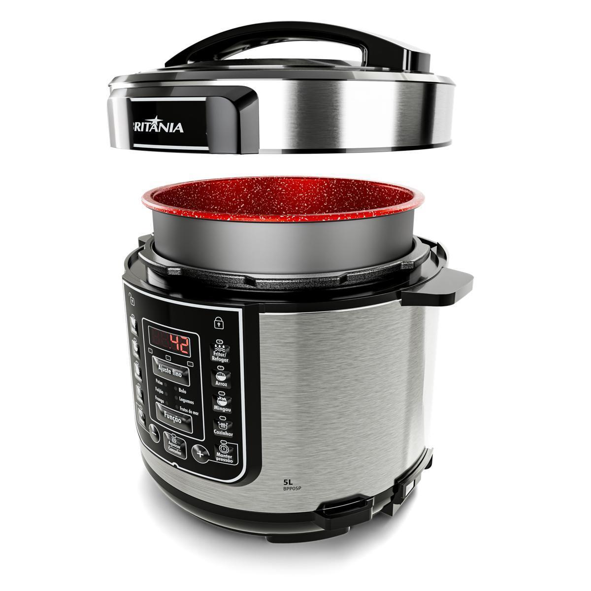 Panela de Pressão Britânia 5L 13 Receitas 900W BPP05P Preto 220V