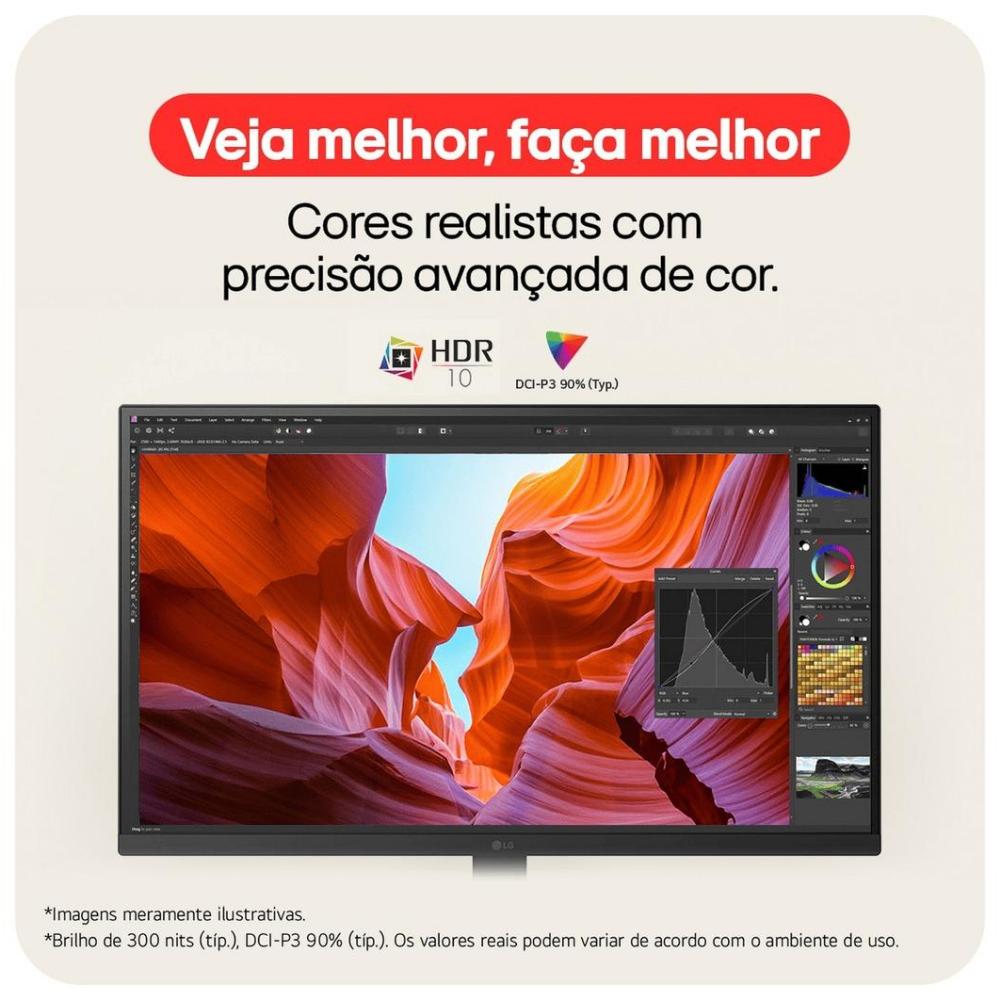 Monitor LG 27 polegadas 27U711B UltraFine U711 Tela IPS UHD 4K HDR10 HDMI DisplaPort Preto