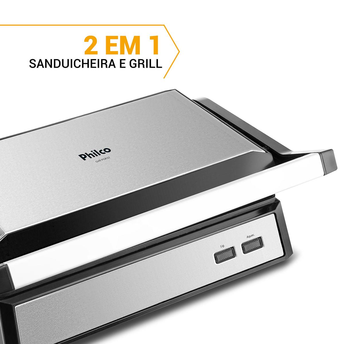 Grill Philco 2 em 1 PGR32 Chapa com Abertura 180° 127V