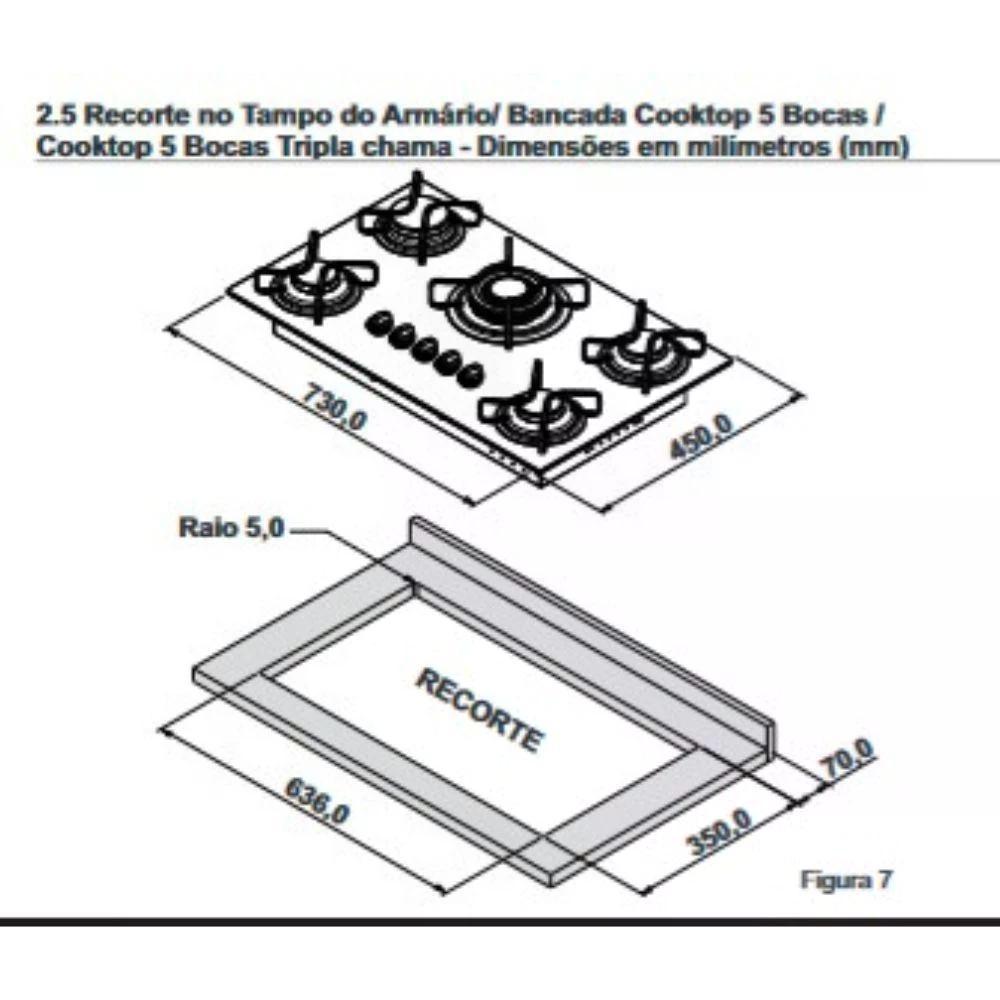 COOKTOP ELECTRA PLUS 5Q 127/220V PTO