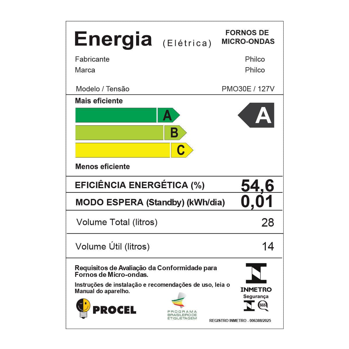 MICRO-ONDAS PMO30E 127V