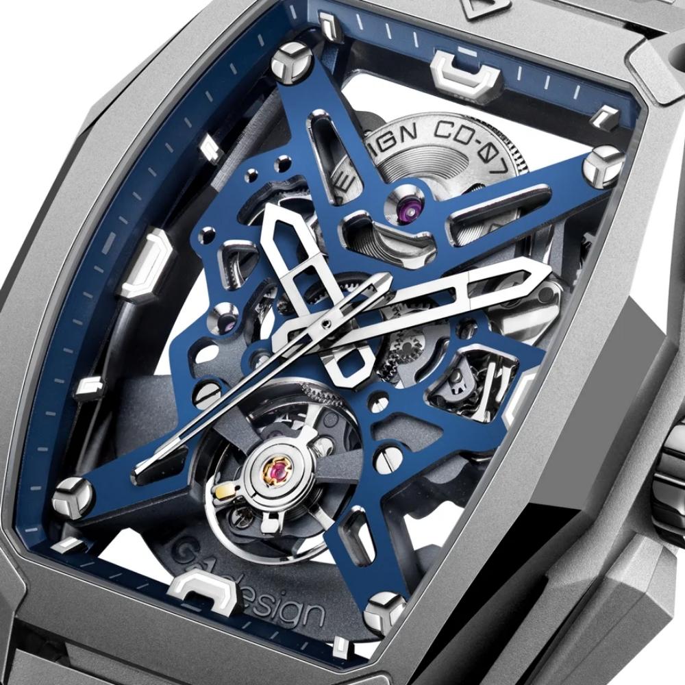 Relógio Masculino CIGA design Skeleton EDGE Hunter Azul Z041 TIBU 1T