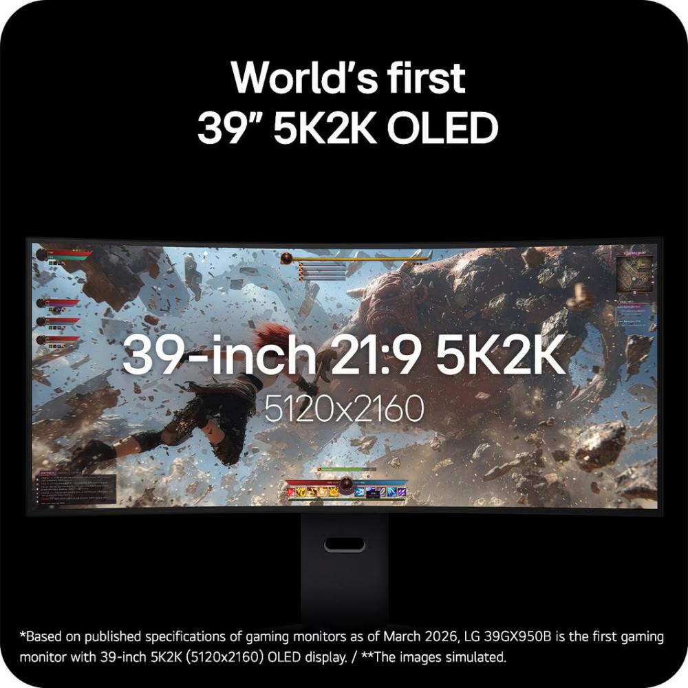 Monitor LG 39 polegadas UltraGear OLED 39GX950B 5K2K Dual Mode 165Hz FHD 330Hz 0,03ms GtG NVIDIA