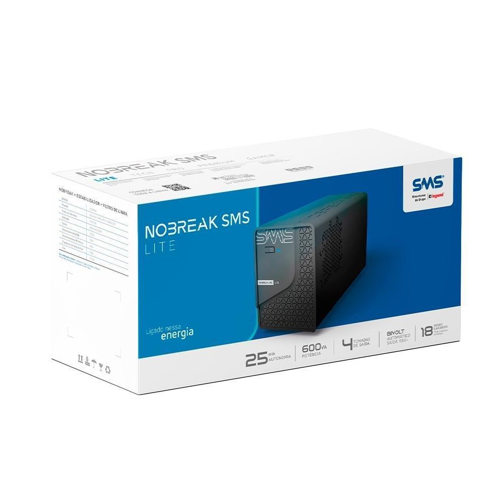 NOBREAK SMS LITE 600VA 4 TOM. ENT/SAI 11
