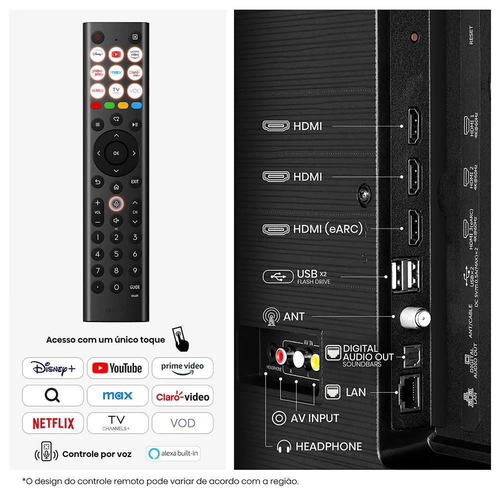 Smart TV Hisense 85 polegadas 85Q6QVV QLED 4K UHD Vidaa U9 Dolby Vision e Dolby Atmos