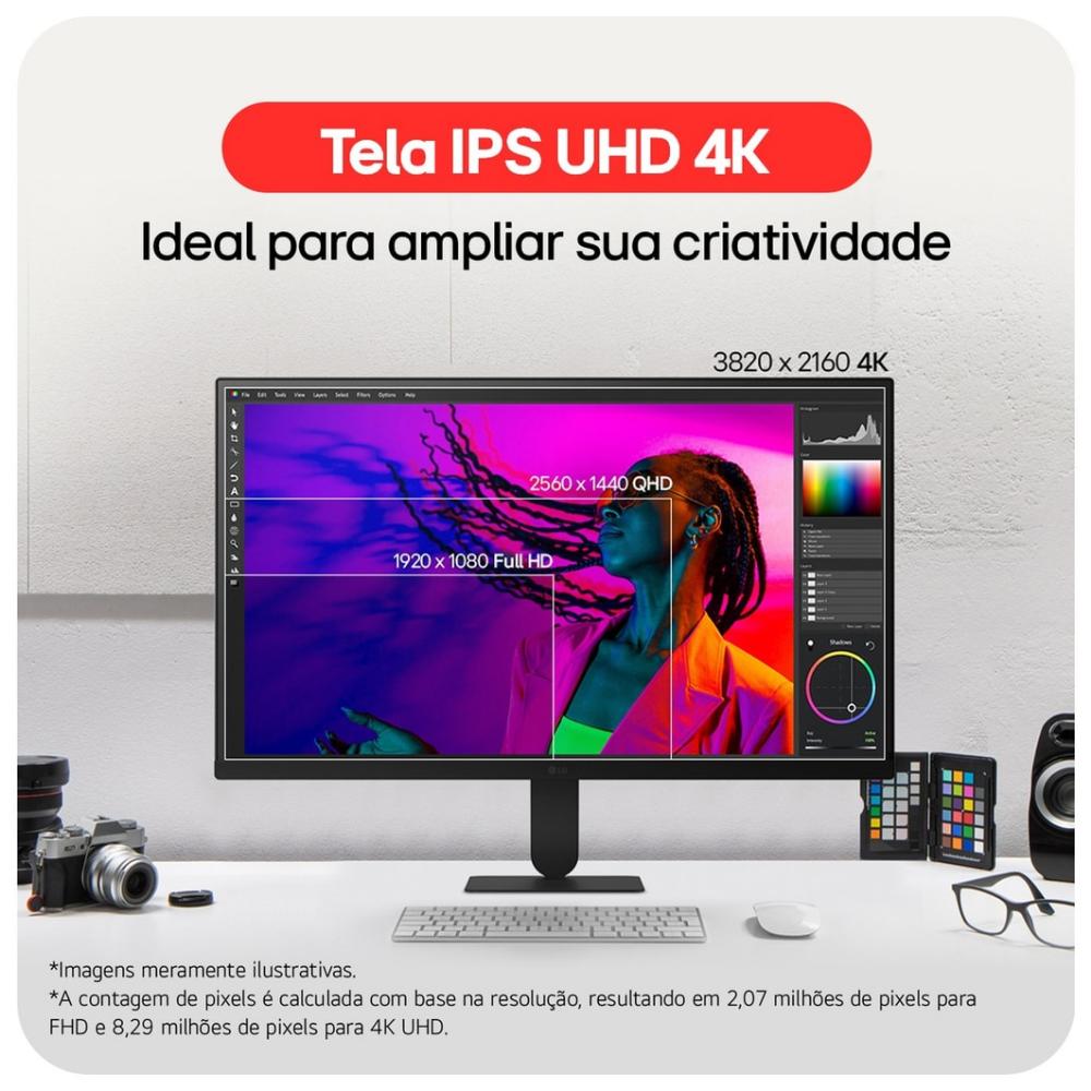Monitor LG 27 polegadas 27U711B UltraFine U711 Tela IPS UHD 4K HDR10 HDMI DisplaPort Preto