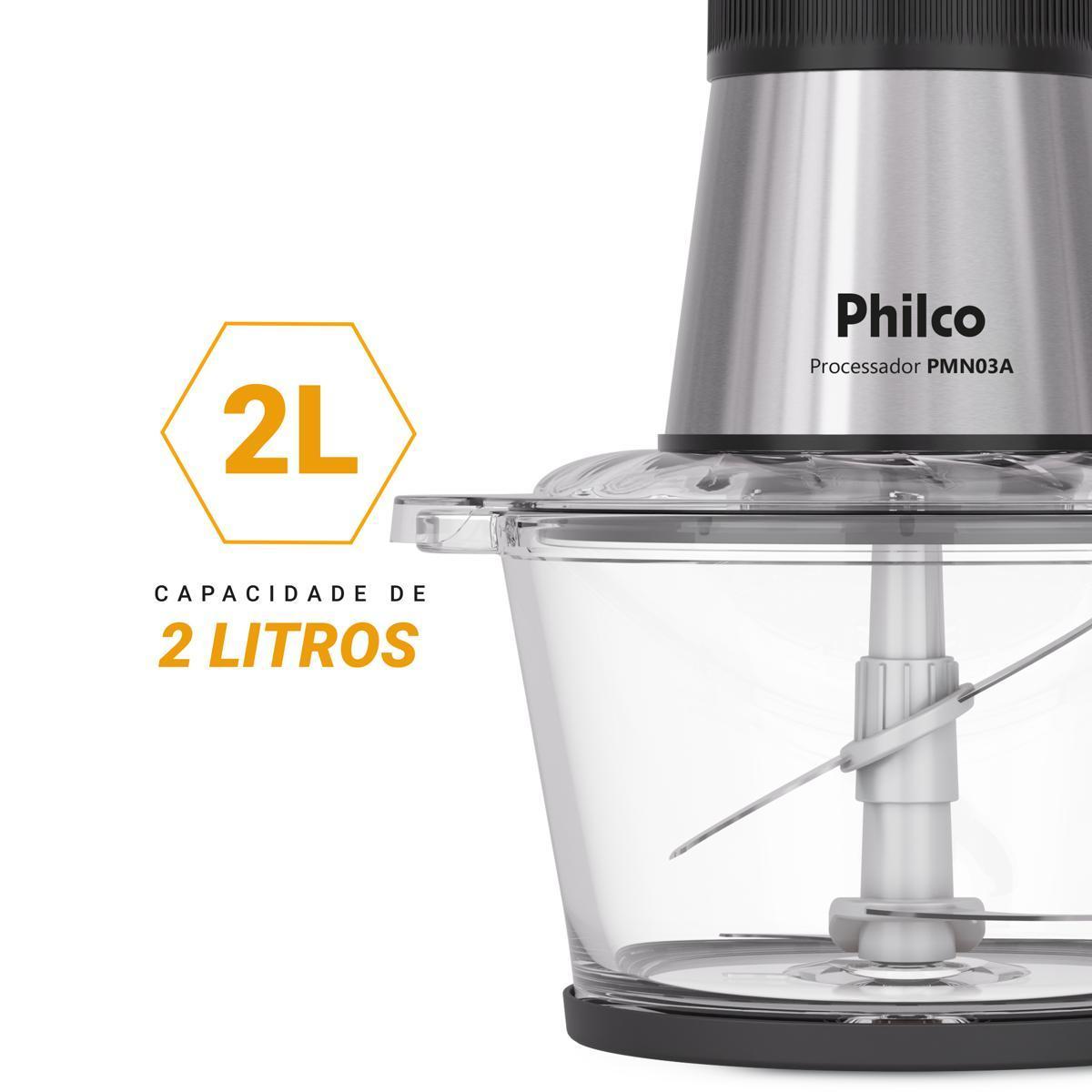 Processador Compacto Philco Jarra de Vidro 350W PMN03A 127V Inox