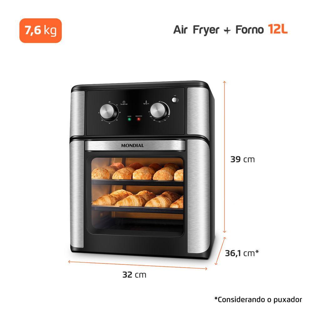 Fritadeira Air Fryer Forno Oven 12L Mondial Preto 2000W - AFON-12L-AB 127V