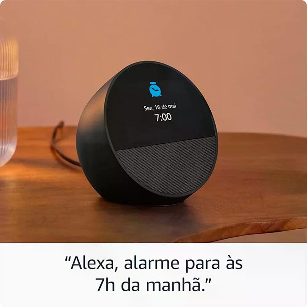 Echo Spot 2024 com Assistente Despertador Inteligente com Som Vibrante Preta